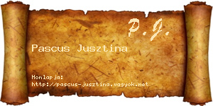Pascus Jusztina névjegykártya